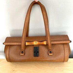 Vintage Gucci Brown Bamboo Bullet Leather Bag